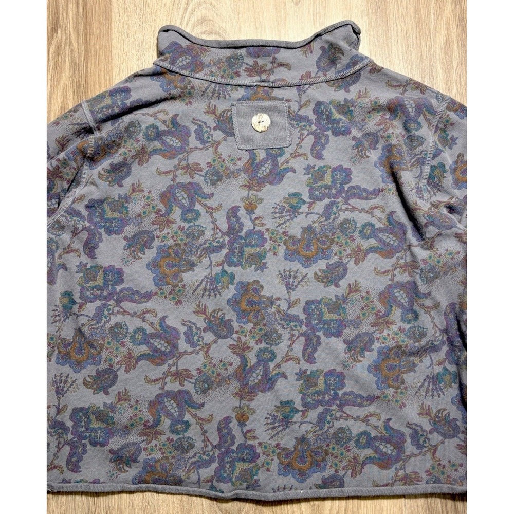 Color Me Cotton CMC Mock Neck Terry Top Floral Pattern Pocket Button Pullover XL - Picture 5 of 10